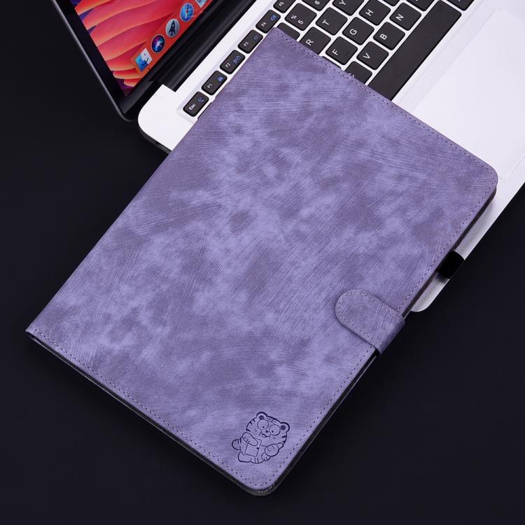 Funda de cuero con tapa y estampado de tigre para Redmi Pad 2 / Redmi Pad SE 11 2025 (morado)