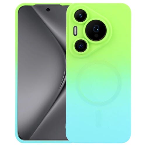 Funda para TelĂ©fono Huawei Pura 70 Pro Silicona LĂquida Degradado y Magsafe (Azul Cian)