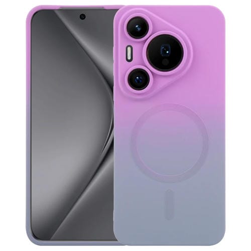 Funda para TelĂ©fono Huawei Pura 70 de Silicona LĂquida con Degradado y Magsafe (Morado y Gris)
