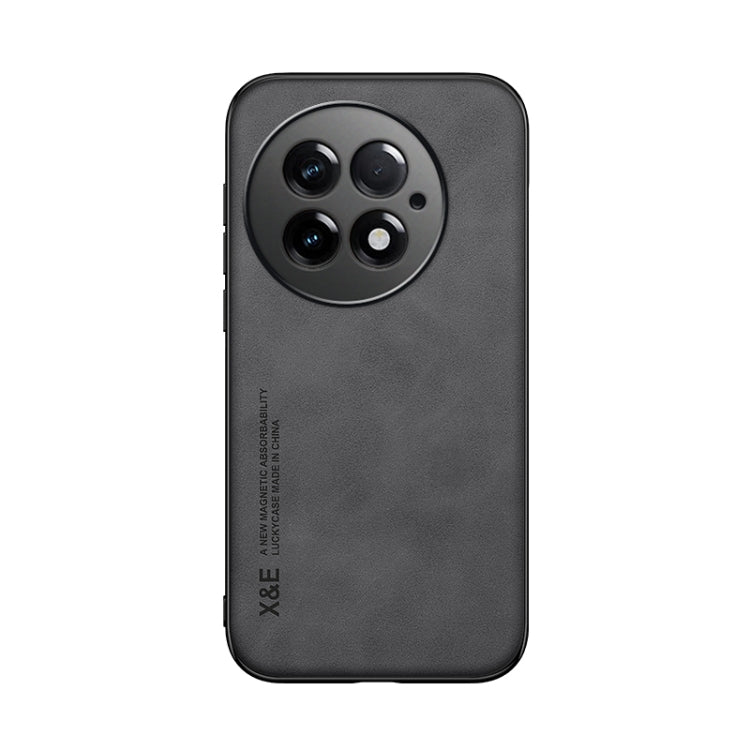 Funda de Cuero para OnePlus 13 con Parte Trasera Magnética y Tacto Agradable (Gris Oscuro)