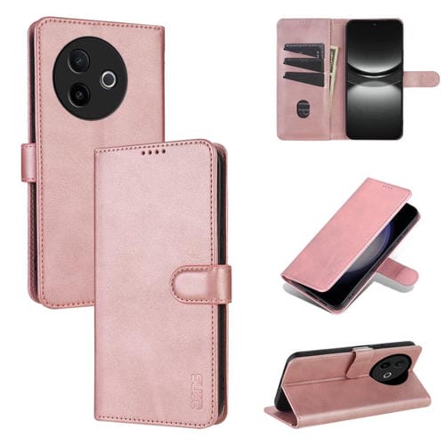 Funda de Piel con Tapa Azns con Textura de Becerro para Vivo Y300I 5G / Y39 5G Global (Oro Rosa)