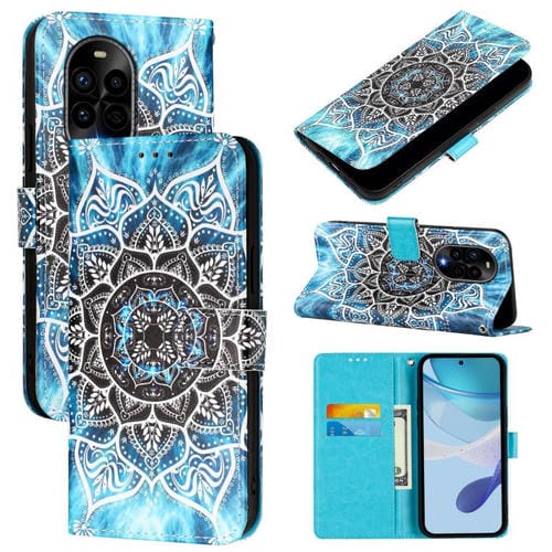 Funda de Teléfono Cuero Huawei Nova 13 Pro con Tejido Liso y Patrón Mandala (Submarino)