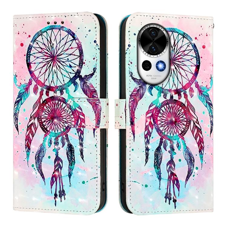 Funda de Cuero con Tapa Horizontal y Pintura 3D para Huawei Nova 13/Nova 12 (Campanas de Viento)