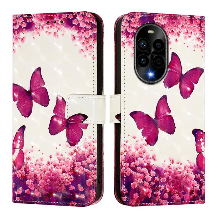 Funda de Cuero con Tapa Horizontal y Pintura 3D para Huawei Nova 13 Pro (Mariposa Rosa)