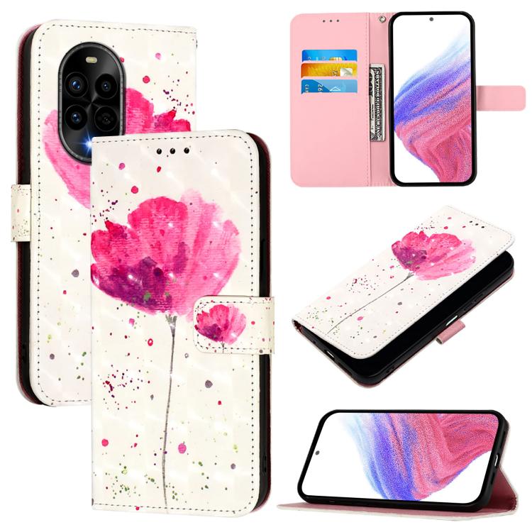 Funda de Cuero con Tapa Horizontal y Pintura 3D para Huawei Nova 13 Pro (Flor)