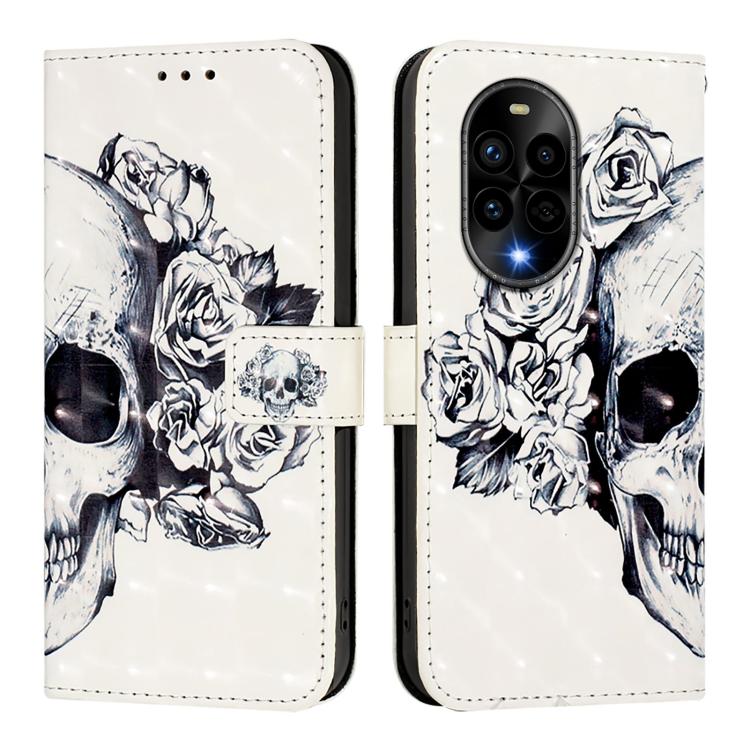 Funda de Cuero con Tapa Horizontal y Pintura 3D para Huawei Nova 13 Pro (Calavera)