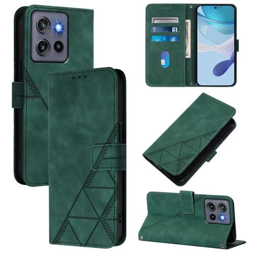 Funda de Cuero con Tapa y Relieve 3D para Motorola Moto G Stylus 5G (2025) (Verde Oscuro)