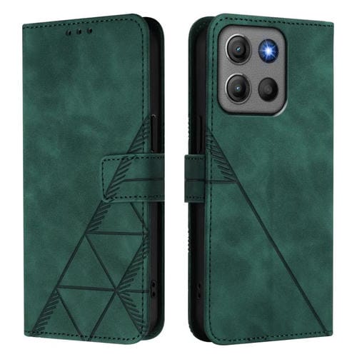 Funda de cuero con relieve 3D para Motorola Moto G15 Power (Verde oscuro)