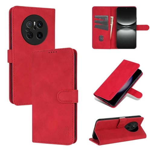 Funda Piel Sintética con Tapa y Textura de Piel de Becerro para Huawei Mate 70 Azns (Rojo)