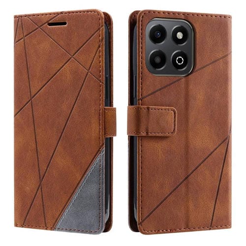 Funda de Cuero con Textura de Piel para Honor X6B 4G (Marrón)