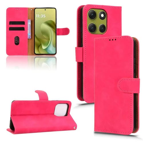 Funda de cuero con tapa magnética para Motorola Moto G86 Power 5G (rosa)