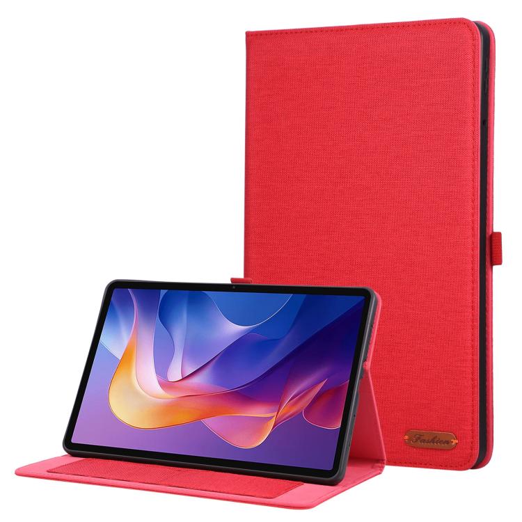 Funda de cuero con tapa horizontal y textura de tela para Xiaomi Redmi Pad 2 (roja)