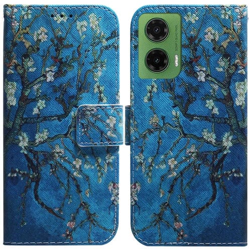 Funda de Cuero con Tapa y Dibujo a Color para Motorola Moto G35 (Albaricoque)