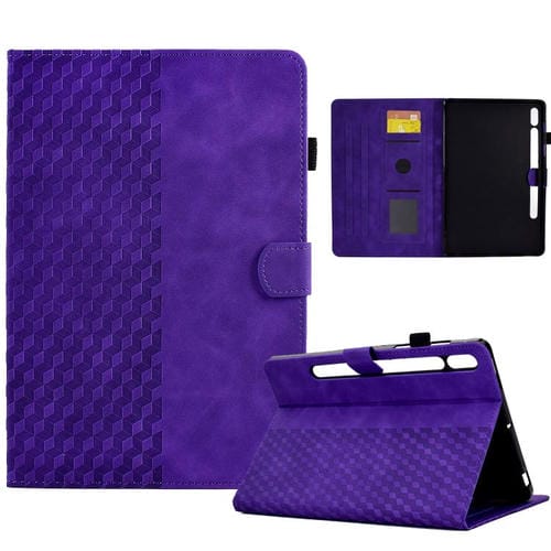 Funda de cuero con relieve de rombos para Samsung Galaxy S10 FE+ (morado)