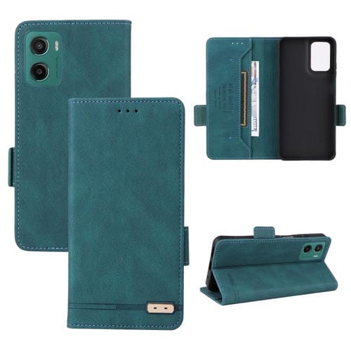 Funda de Cuero con Cierre Magnético para Motorola Moto G05/E15 (Verde)