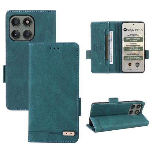 Funda de cuero con cierre magnético para Motorola Edge 60 Pro (verde)