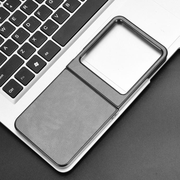 Funda Trasera para Tecno Phantom V Flip2 con Textura de Lichi (Gris)
