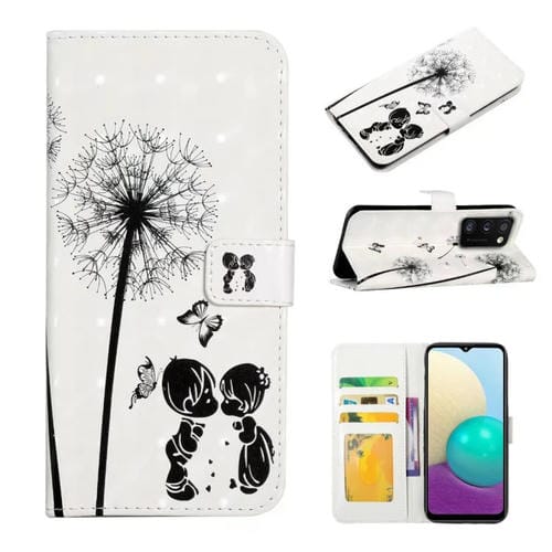 Funda de Cuero Samsung Galaxy A41 Dibujo 3D Relieve al Óleo (Pareja de Diente de León)