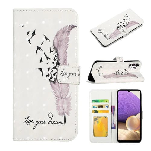 Funda para Teléfono Samsung Galaxy A32 4G Cuero con Dibujo 3D en Relieve al Óleo (Pluma)