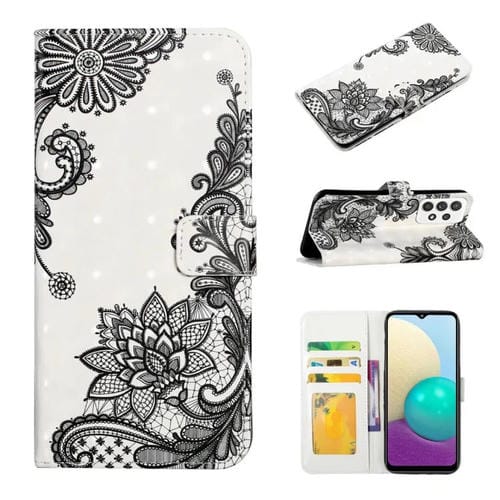 Funda para Teléfono Samsung Galaxy A52 4G 5G Cuero Dibujo 3D Relieve al Óleo (Flor de Encaje)