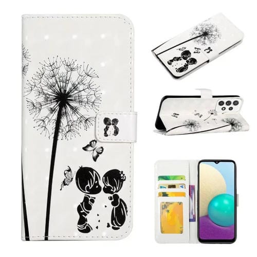 Funda para Teléfono Samsung Galaxy A73 Cuero Dibujo 3D Relieve al Óleo (Pareja de Diente de León)