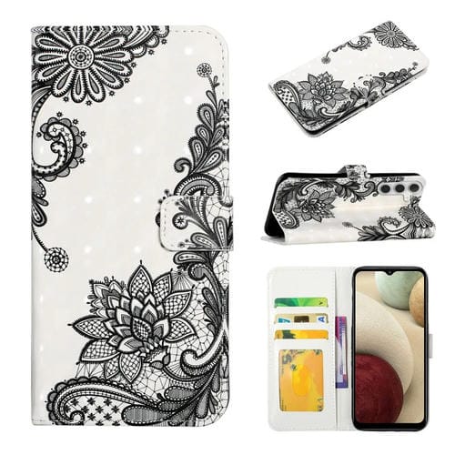 Funda para Teléfono Samsung Galaxy A05S Cuero con Dibujo 3D en Relieve al Óleo (Flor de Encaje)