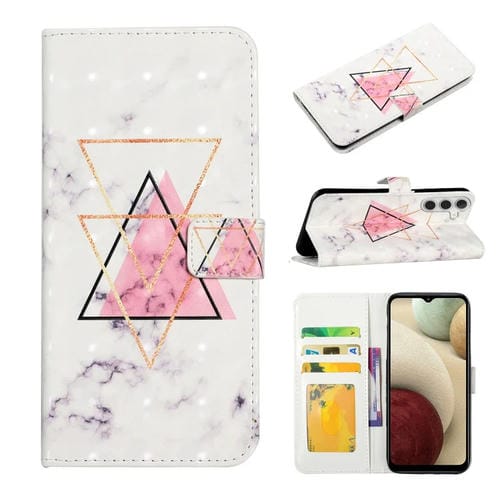 Funda para Teléfono Samsung Galaxy A15 Cuero Dibujo 3D Relieve al Óleo (Mármol Triangular)