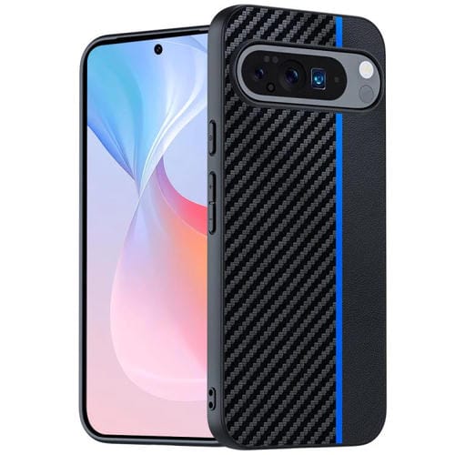 Funda ultrafina con textura de fibra de carbono para Google Pixel 10/10 Pro (negro y azul)