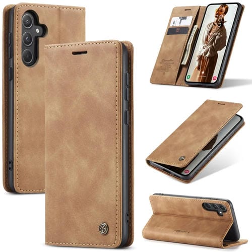 Funda para Teléfono Caseme 013 Samsung Galaxy A55 5G Cuero Tapa Horizontal Multifuncional (Marrón)