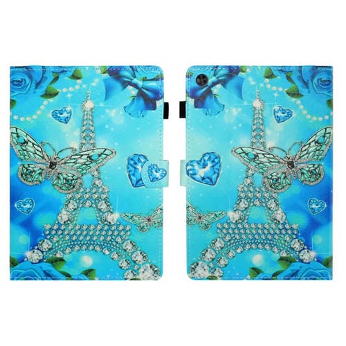 Funda para Tablet Samsung Galaxy Tab A9 con Costura Dibujo Coloreado y Función de Suspensión (Torre de Mariposas)