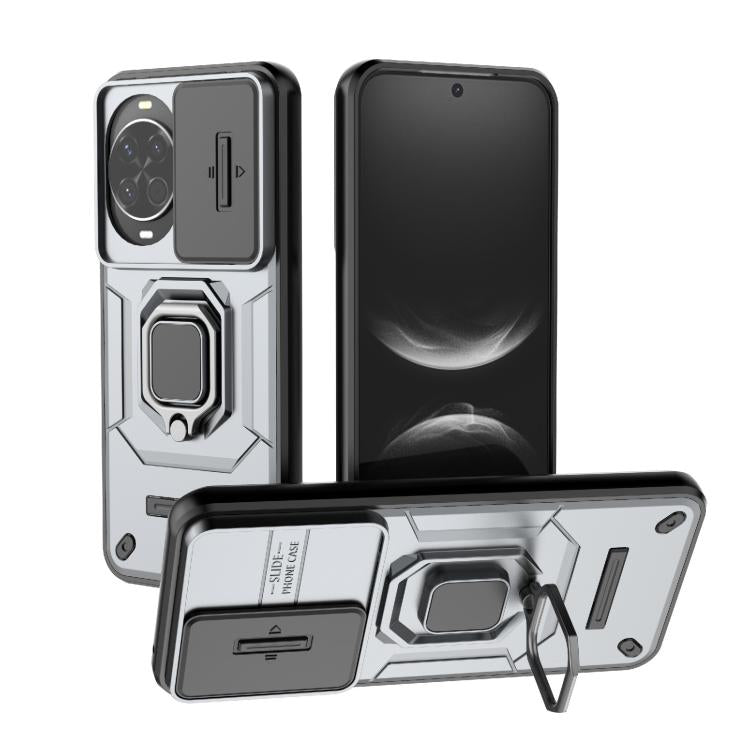 Funda deslizante de TPU + PC a prueba de golpes con soporte para Huawei nova 14 5G (gris)