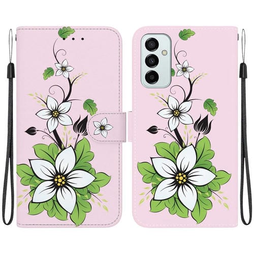 Funda para Teléfono Samsung Galaxy M23 F23 Cuero Dibujo Coloreado Textura de Cristal (Lirio)