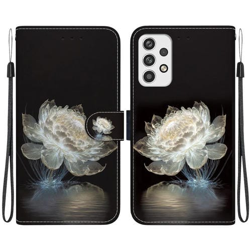 Funda de Cuero Samsung Galaxy A23 Dibujo Coloreado Textura de Cristal (Peonía de Cristal)