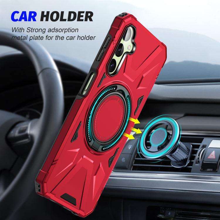 Estuche magnético para Samsung Galaxy A14 4G y 5G con soporte para anillo a prueba de golpes (Rojo)