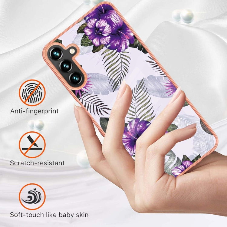 Caja de Teléfono Samsung Galaxy A35 5G Imd TPU con Galvanoplastia (Flor Púrpura)