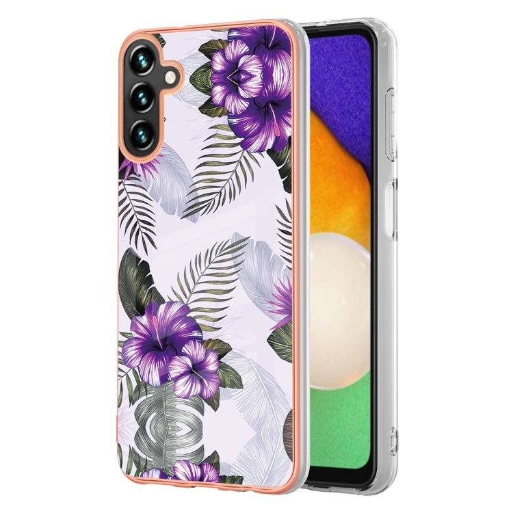 Caja de Teléfono Samsung Galaxy A55 5G TPU con Galvanoplastia Flor Púrpura
