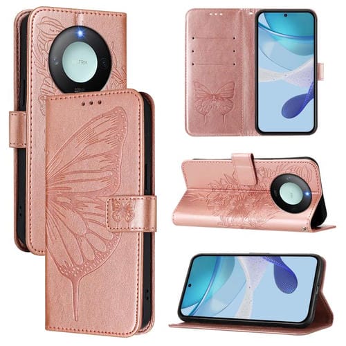 Funda de Cuero Honor X9C Smart Global con Mariposas en Relieve (Oro Rosa)