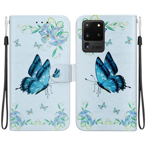 Funda de Cuero para Samsung Galaxy S20 Ultra Crystal Texture con Dibujo Coloreado (Pensamientos Azules)