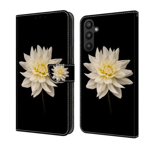 Funda Protectora de Cuero Samsung Galaxy A15 Crystal 3D a Prueba de Golpes (Flor Blanca)
