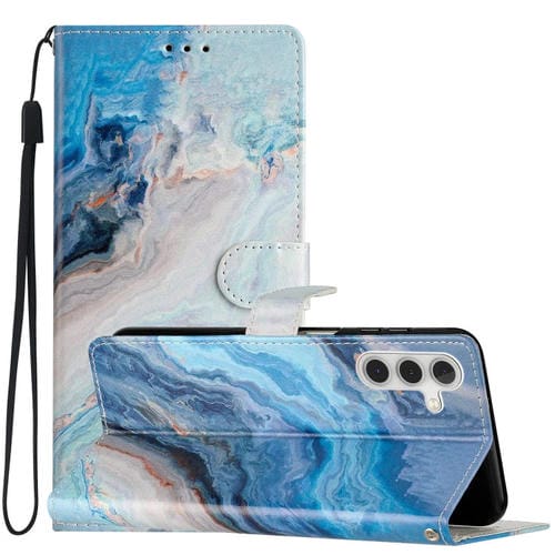 Funda de Cuero Samsung Galaxy A05S con Dibujo Mármol Azul