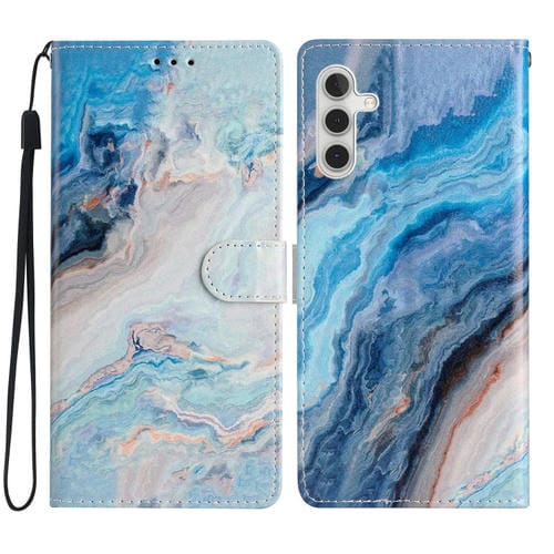 Funda de Cuero para Samsung Galaxy A55 con Dibujo Coloreado (MĂĄrmol Azul)