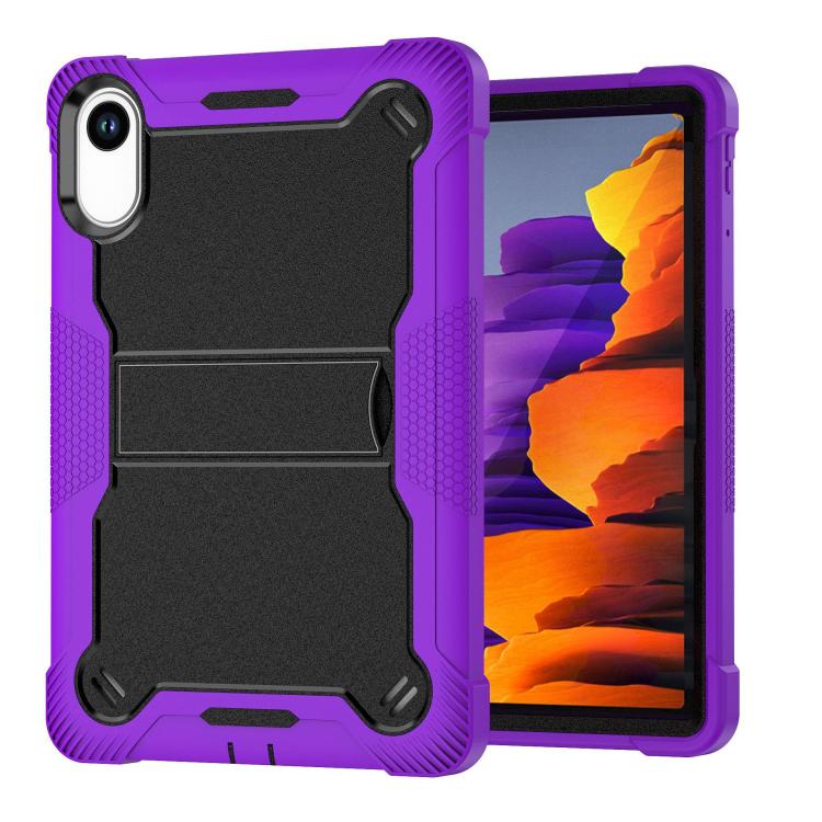 Funda híbrida de silicona a prueba de golpes para Xiaomi Redmi Pad 2 con soporte (negro y morado)