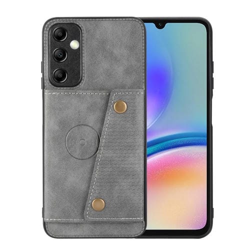 Funda para Samsung Galaxy A15 4G Magnética con Ranuras para Tarjetas y Doble Hebilla (Gris)