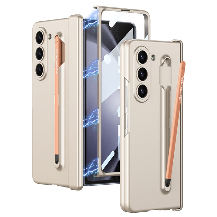 Estuche magnĂ©tico para Samsung Galaxy Z Fold5 5G Gkk con ranuras para bolĂgrafo (Plateado)