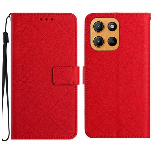 Funda de Cuero con Textura de Cuadrícula Rómbica para Motorola Moto G Stylus 5G (2025) (Rojo)