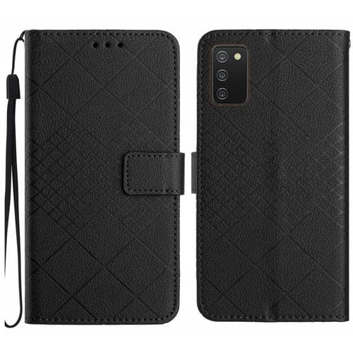 Funda para Teléfono Samsung Galaxy A03S 165,8mm Cuero Textura Rejilla Rómbica (Negro)
