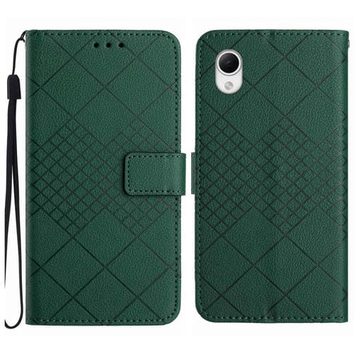 Funda de Cuero Samsung Galaxy A23 5G Jp Textura Rejilla Rómbica (Verde)