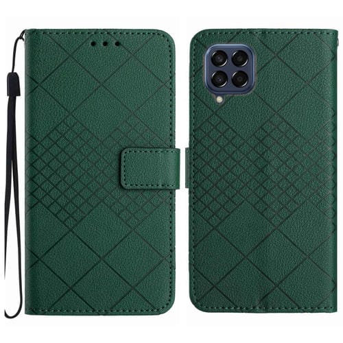 Funda para Samsung Galaxy M53 5G Cuero Textura Rejilla Rómbica (Verde)
