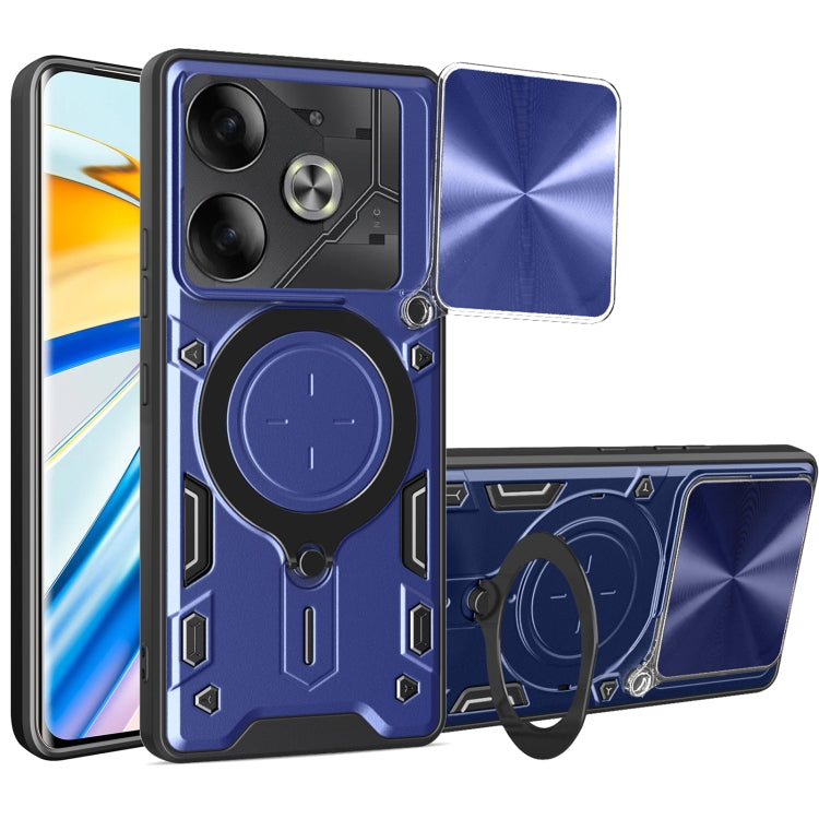 Funda para Teléfono Tecno Pova 6 4G Soporte Magnético Deslizante Textura Cd (Azul)