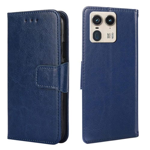 Funda de Cuero con Textura de Cristal para Motorola Edge 50 Ultra (Azul Real)